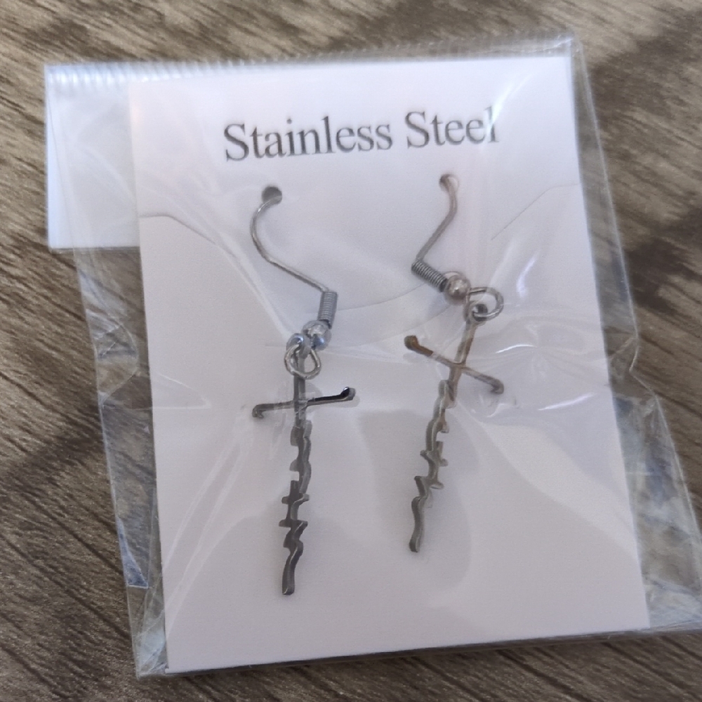 Stainless Steel Cross Earrings